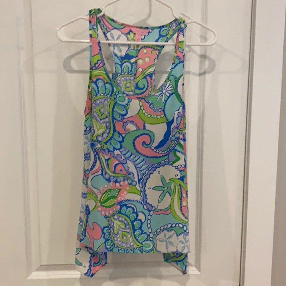 Lilly Pulitzer Multicolor Paisley Racerback Tank - Pink Blue Green